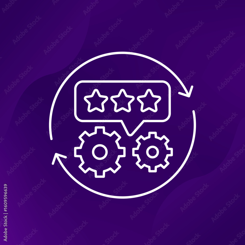 Poster feedback loop icon with gears, line design