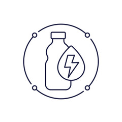 Electrolyte drink icon with a bottle, line design on white