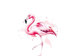 Obraz premium Graceful Pink Flamingo Standing on One Leg