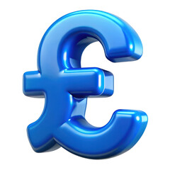 Obraz premium Shiny blue pound sterling currency symbol isolated on transparent background