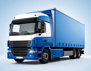 Fototapeta premium Blue truck, studio shot, transportation