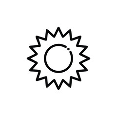 Outline abstract sunburst with incomplete circle dot solar