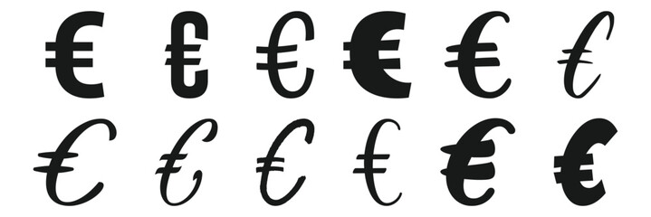 A bold black euro symbol on a white background representing european currency and financial transactions. Eps 10.