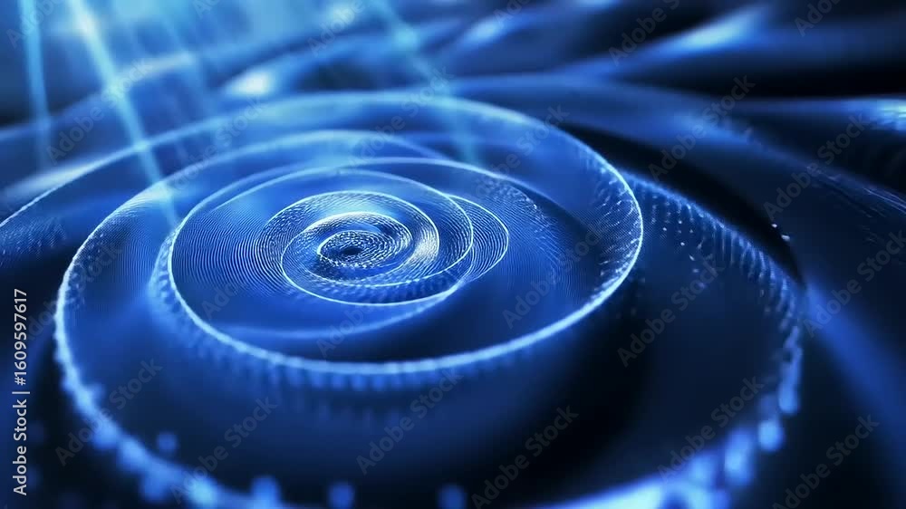 Aufkleber abstract blue spiral pattern with glowing particles creating a sense of depth and movement