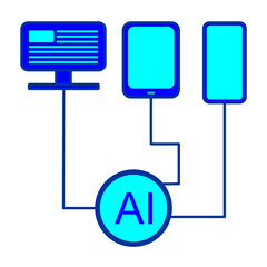 vector illustration of artificial intelligence technology icons used in electronic devices such as computers, tablets, and cell phones
