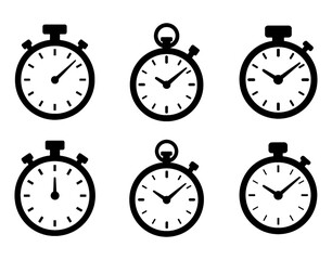 Collection of six simple stopwatch illustrations