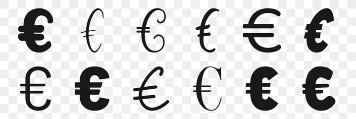 A bold black euro symbol on a white background representing european currency and financial transactions. Eps 10.