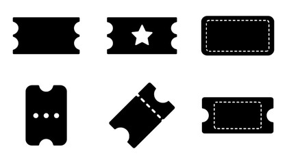 Collection of various ticket stub silhouette icons