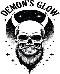 Skull with horns beard and stars mustache