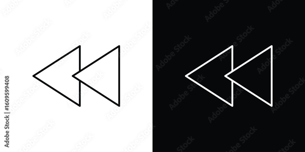 Poster rewind button icon. editable stroke line icons