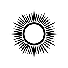 Fototapeta premium Radiant sun icon with fine symmetrical rays, vector illustration 