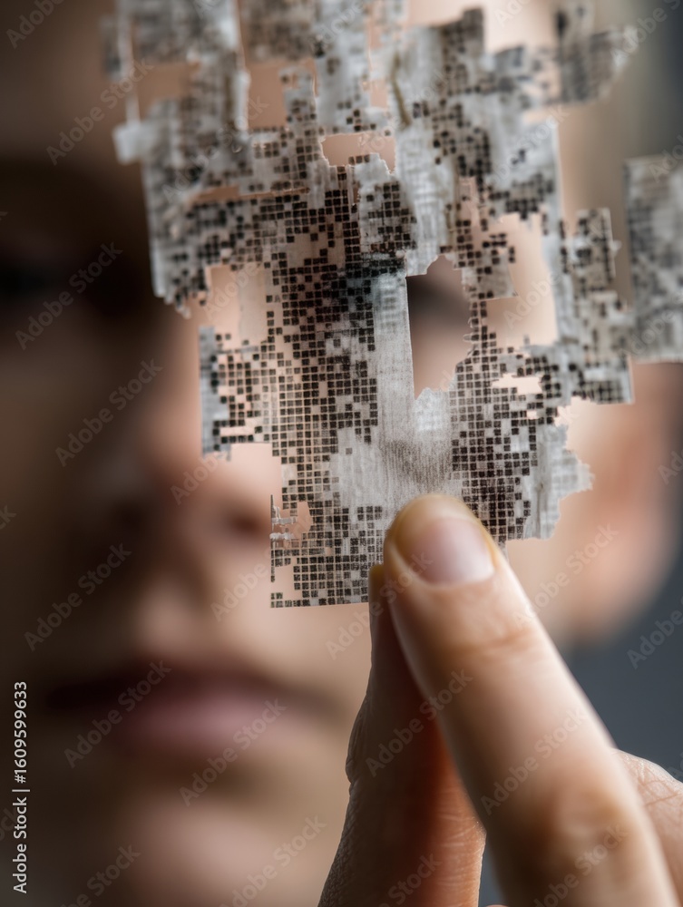 Poster digital identity being peeled away revealing underlying structure in an abstract representation of t