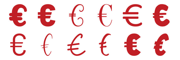 Silhouette euro symbol vector icon, european currency and financial transactions