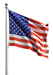 Fototapeta premium The american flag waving proudly on a flagpole, isolated against a transparent background