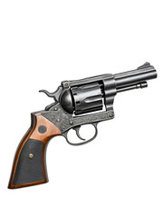 Classic revolver gun isolated on white background