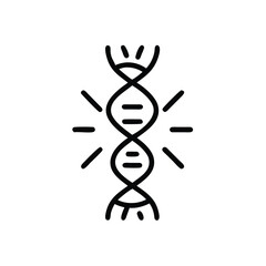 Stylized dna strand icon with radiating lines on helix molecule
