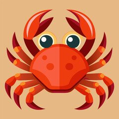 Fototapeta premium Cute cartoon crab illustration with simple shapes and bright colors. Friendly crab character in a neutral background.