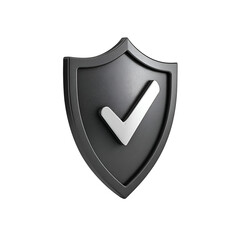 Silver shield with check mark isolated on transparent background