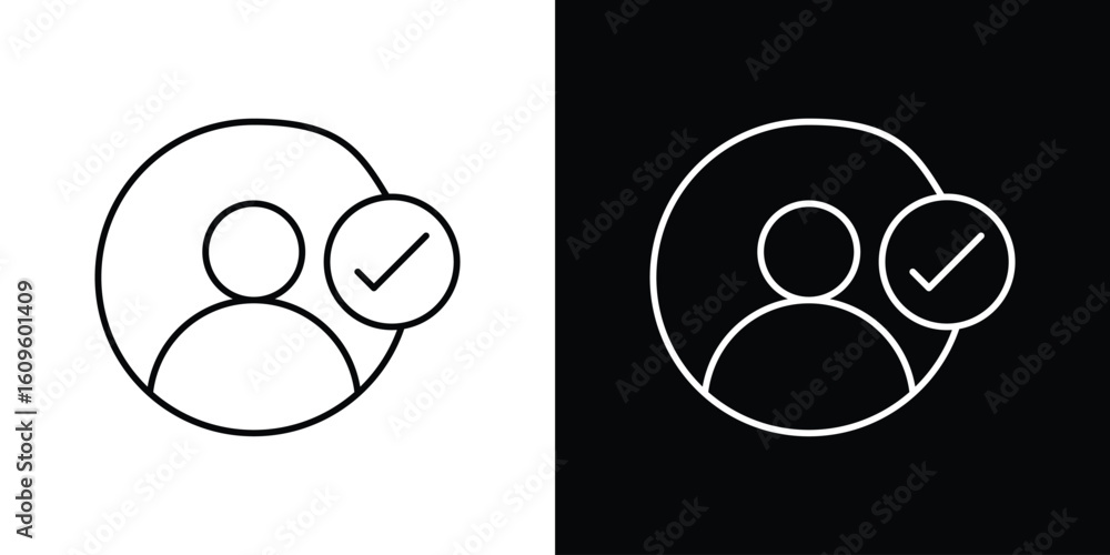 Poster user check icon. editable stroke line icons