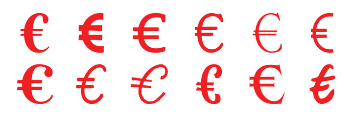 Flat icon of euro symbol, isolated on white background