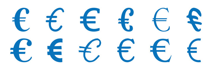 Silhouette euro symbol vector icon, european currency and financial transactions