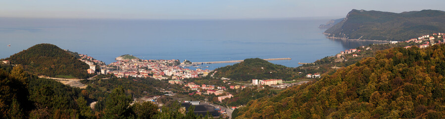 Naklejka premium A view of the historic and touristic town of Amasra in Bartin, Turkey.