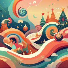 abstract illustration wallpaper of christmas symbols