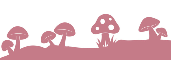 Blue, pink and Red Colorful mushroom icon set. A collection of mushroom silhouette vector illustrations featuring diverse shapes and designs. Eps 10