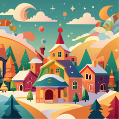 abstract illustration wallpaper of christmas symbols