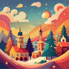 abstract illustration wallpaper of christmas symbols