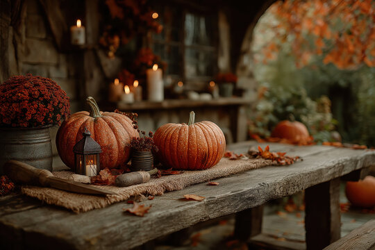 Citrouilles d&eacute;coratives d&rsquo;automne sur fond flou, ambiance chaleureuse et saisonni&egrave;re, tons naturels et texture r&eacute;aliste, composition v&eacute;g&eacute;tale pour d&eacute;coration int&eacute;rieure ou ext&eacute;rieure