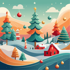 abstract illustration wallpaper of christmas symbols