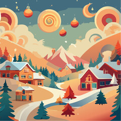 abstract illustration wallpaper of christmas symbols