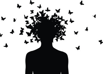 Transformation Silhouette - Surrounded by Butterflies