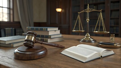 gavel and books on the table