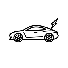 Obraz premium Electric sports car icon with lightning bolt, vector illustration 