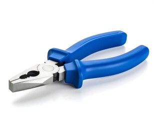 Blue-handled pliers on white background (1)
