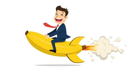 Banana Rocket Success: Business Concept Illustration