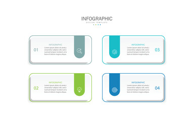 Design template for vector infographic labels with icons and 4 options or steps.	