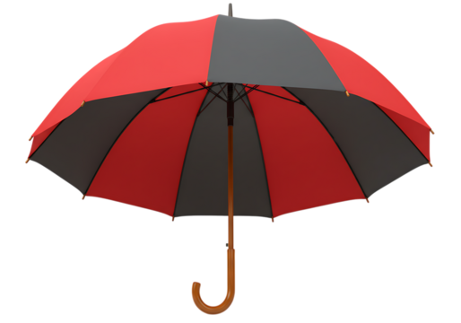 Red and gray umbrella isolated on transparent background
