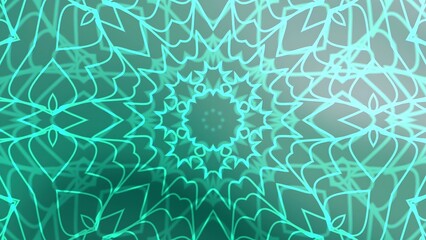 Desertcore Aqua Blue Teal kaleidoscope pattern with intricate geometric shapes creating a...