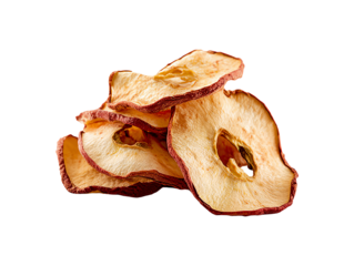Dried apple slices isolated on transparent or white background, png