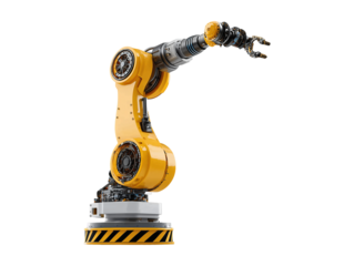High-tech robotic arm isolated on transparent or white background, png