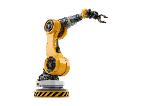 High-tech robotic arm isolated on transparent or white background, png