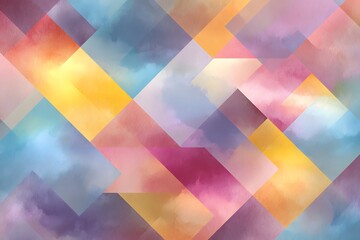 Abstract Watercolor Geometric Pattern: Soft Pastel Hues, Serene Mood