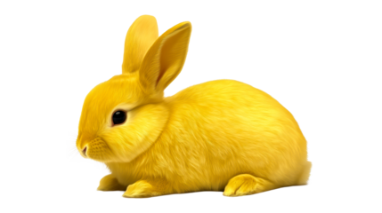 Cute yellow bunny sitting calmly on a transparent background