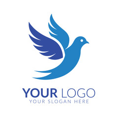 Dove bird flying vector logo