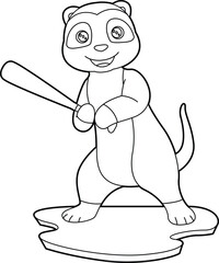 Meerkat Baseball Baseball bat Animal Vector Graphic Art Illustration