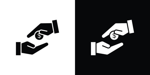 Hand money exchange icon illustrations filled outline style. EPS10