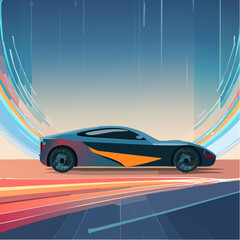 Obraz premium sport car silhouette with vibrant dynamic lines showing motion